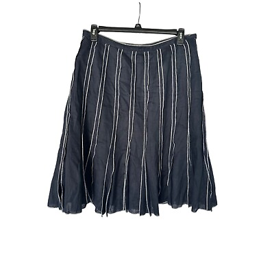 #ad TWEEDS Skirt 14 Womens Navy A Line 100% Linen $17.95