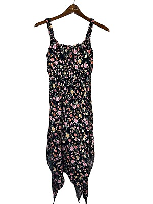 #ad NOBO Juniors Summer Dress Size Medium 7 9 Black Floral $10.49