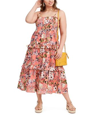 #ad I N C Womens Sleeveless Floral Smocked Maxi Dress $72.76