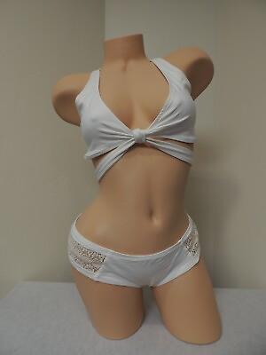 #ad L Space Womens Swimwear Two Piece Bikini Set Size Large Cream White Crochet NEW $34.95