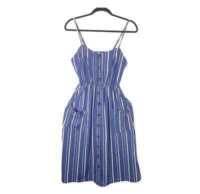 #ad New MIDI Length Blue Striped Maxi Dress Size XL $17.99