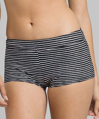 prAna Raya Size Small S Mid Rise Boy Short Swimsuit Bikini Bottom Black Stripe $29.99