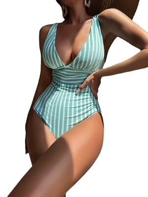 #ad Stylish Striped One Piece Swimsuit for Women Multi Color Sexy Swimwear Perfect $24.99
