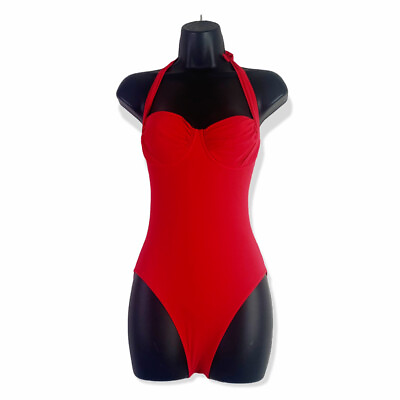#ad Pain De Sucre Paris Kimy Red Swimsuit Bikini one 1 piece Bathing Suit Sz USA 30B $22.75