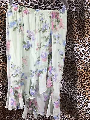 #ad 👗 Willow Ridge Skirt Women’s Petite Large Light Green Floral Elastic Waist 🦋 $16.00
