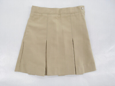 #ad Girls R K Khaki Box Pleat Uniform Skirt Regular amp; Half Sizes 3 18 1 2 $14.00