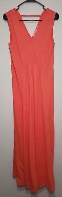 #ad Soft Surroundings Sleeveless Coral Orange Long Maxi Dress Cotton Modal Size XS $39.99