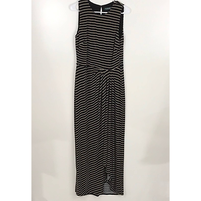 #ad Lauren Ralph Lauren Maxi Dress Striped Sleeveless Round Neck Stretchy Womens 12 $23.69