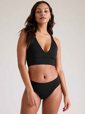 #ad ATHLETA Plunge Bikini Top A C M Medium Black #530867 NEW $24.98