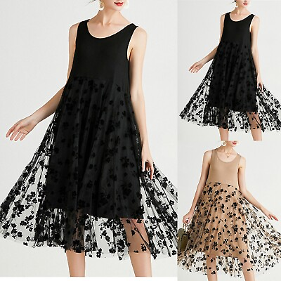 #ad Long Summer Dresses For Women Sleevess Wrinkle Resistant Workwear Dress $19.06
