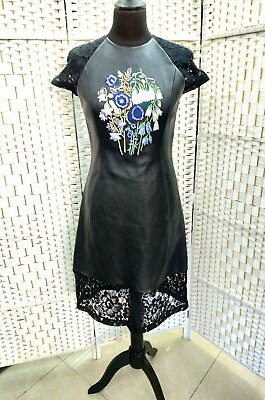 #ad CHRISTOPHER KANE SPECIAL COMBINATION OF LEATHTR AND LACE DRESS SIZE 10 $269.10