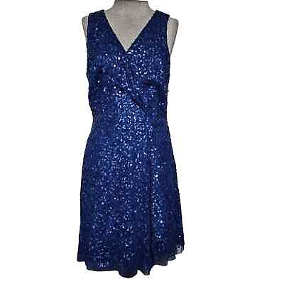 #ad Blue Sequined Cocktail Dress Size 12 New with Tags $56.25
