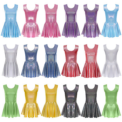 #ad Women Dancewear Glitter Dress Sleeveless Costume A Line Clubwear Beach Sundress $18.01