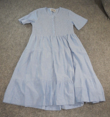 Vintage Anthony Richards Dress Maxi Medium Blue Short Sleeve Ruffled Loose Fit $20.40