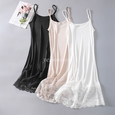 Women Mulberry Silk Lingerie Nightgown Camis Full Slip dress Chemise Underwear $14.90