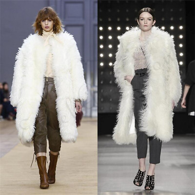 Milan Mongolia Sheep Lamb Fur Coats 100CM Long For Women#x27;s Wam Jacket Famous $299.99