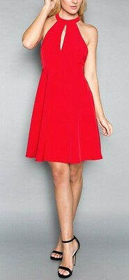 #ad Juniors Dress Red Fit Flare Short Homecoming Wedding Formal Cocktail Party Small $24.99