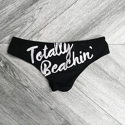 #ad Victoria#x27;s Secret Womens Black Totally Beachin#x27; Cheeky Hipster Bikini Bottom S $11.96