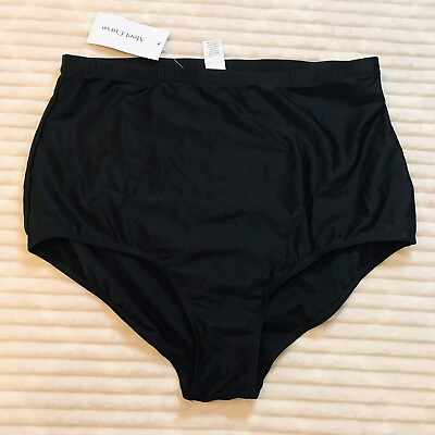 #ad NWT Meet.Curve Black High Waisted Full Coverage Bikini Swimsuit Bottoms Size 2XL $14.70