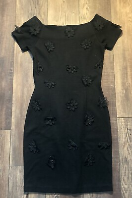 #ad VTG Outlander Black Floral Cocktail Dress. Midi Length Size Medium $44.99