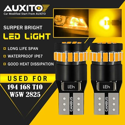 2X Amber T10 168 194 LED Front Side Marker Light Bulbs Yellow For Chevy Ford EOA $8.99