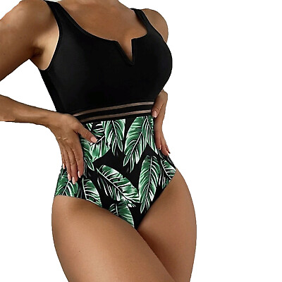 #ad Women Bikini Swimsuit High Waisted Size 6 8 10 High Cut Bating Beachwear $13.49