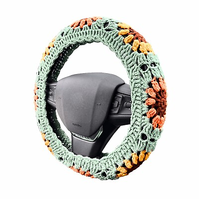 Cute Crochet Steering Wheel Cover Boho for Women Sunflower Car Interior 14 15#x27;#x27; $11.99