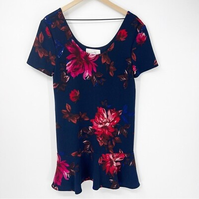 #ad #ad Nordstrom Charles Henry Navy Blue Floral Mini Dress Floral Size Small $15.88