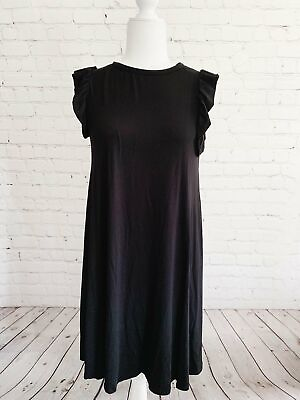 #ad #ad Solid Ruffle Dress BLACK $25.00