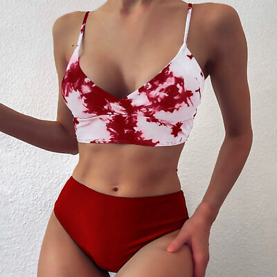 #ad Summer Bikini Padded Backless Push Up Bra High Cut Briefs Swimwear Stretchy $15.28