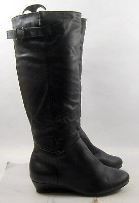 #ad new Black 1.5quot;Hidden Wedge Heel Knee Boot ROUND TOE WOMEN Size 6.5 $12.34