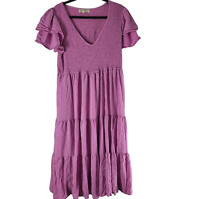 #ad Penelope Rose Maxi Dress 2X Womens Plus Size Purple Short Sleeve V Neck Ruffled $21.29
