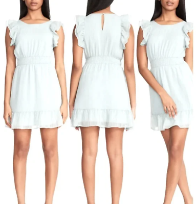 #ad BB Dakota Smocked Break Update Short White Summer Dress Medium NWOT $21.99
