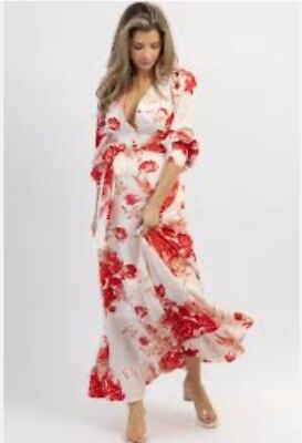 #ad New with Tag Mulla RITZY RED FLORAL MAXI DRESS Size Large $50.00