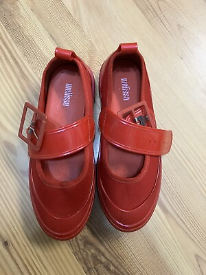 #ad Melissa Mary Janes Buckle Red Sneakers Sz 5 Women $24.00