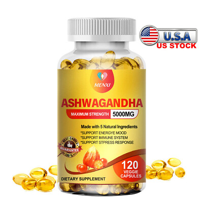 #ad #ad Organic Ashwagandha Capsules 5000mg 120 Capsules with Black Pepper Root Powder $13.98