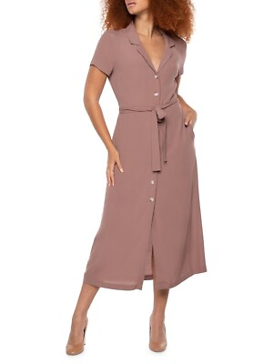 #ad Dex Maxi Shirt Dress In Light Brown Taupe Size XS $79 $19.50