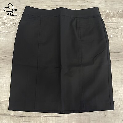 Ann Taylor LOFT Petite Women Black Pencil Skirt with Pockets amp; Back Slit Size 8 $19.00