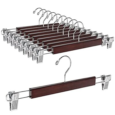 #ad Amber Home 14.17quot; Solid Walnut Wooden Pant Skirt Hangers 10 Pack Bottom Hangers $27.59