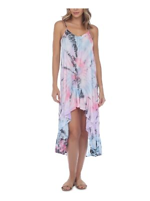#ad RAVIYA Women#x27;s Pink Tie Dye Adjustable Ruffled Swimsuit Cover Up S $4.24