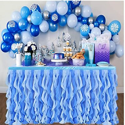 #ad Curly Willow Table Skirt Blue Tulle Tutu Table Skirt For Boy Gender Reveal Table $24.46