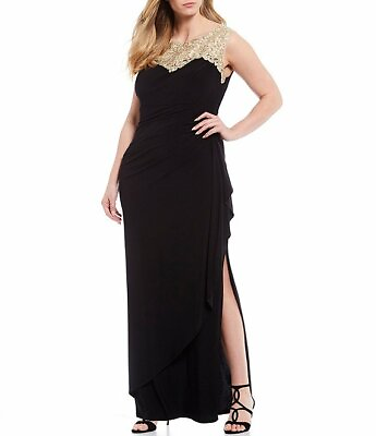 #ad Alex Evenings L36508 Women’s Black Long Side Ruched Evening Dress Size 10 $142.50