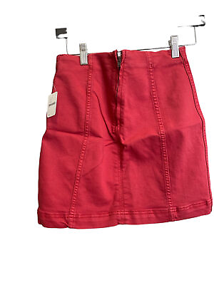 #ad FREE PEOPLE Modern Femme Denim Mini Skirts Women#x27;s Size 2 Red C 8120 $30.00