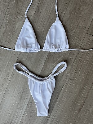 #ad NEW Women’s Beachwear Bikini Set White Triangle Beach Swimwear Push Up 2 Pcs L $35.00