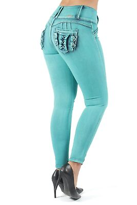 Women#x27;s Plus Juniors Size Colombian Design Butt Lift Mid Waist Skinny Jeans $37.95