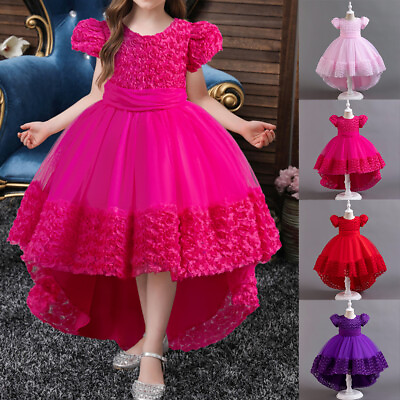 #ad #ad Kids Girls Lace Mesh Tutu Maxi Dress Birthday Bridesmaid Party Wedding Ball Gown $41.99