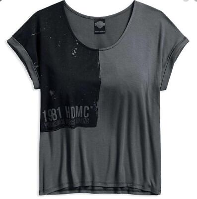 NEW Harley Womens Colorblocked Grey Black XS Medium T shirt Tee shirt $29.00