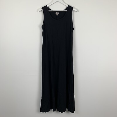 J. Jill Womens Medium Maxi Tank Dress Long Sleeveless Stretch Solid Black $26.21