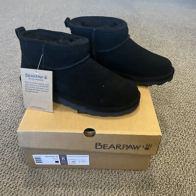Bearpaw Women#x27;s Shorty Boots Black Size 8 $37.00