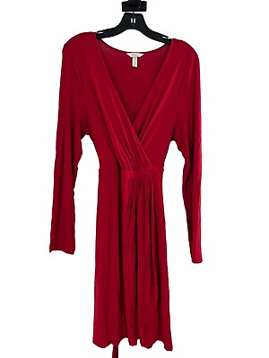 Soma Women’s Red Dress Jersey Wrap Dress Size Large $13.29